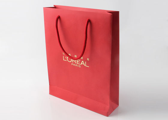 Altın Folyo Sıcak Damgalama Hediye Paketleme Çantaları Çok Renkli Pamuk Halat Kolları