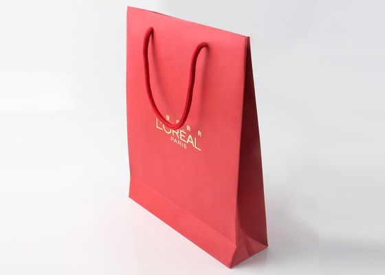 Altın Folyo Sıcak Damgalama Hediye Paketleme Çantaları Çok Renkli Pamuk Halat Kolları