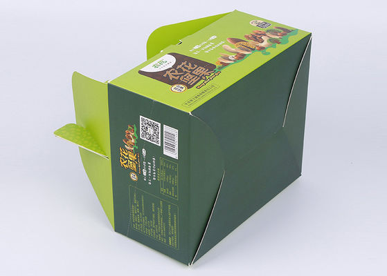Paketleme için Yeşil Kağıt Ambalaj Kutuları Parlak Laminasyon Ve Yumuşak Kırışık Take Away