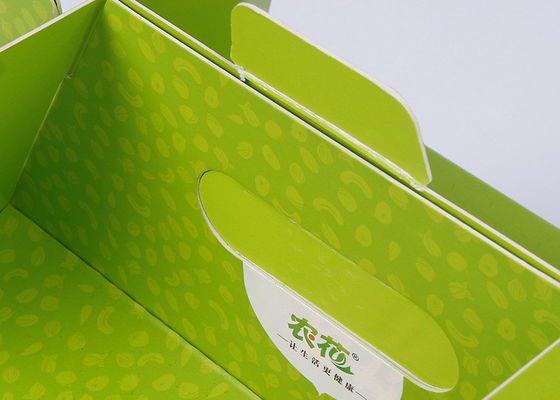 Paketleme için Yeşil Kağıt Ambalaj Kutuları Parlak Laminasyon Ve Yumuşak Kırışık Take Away